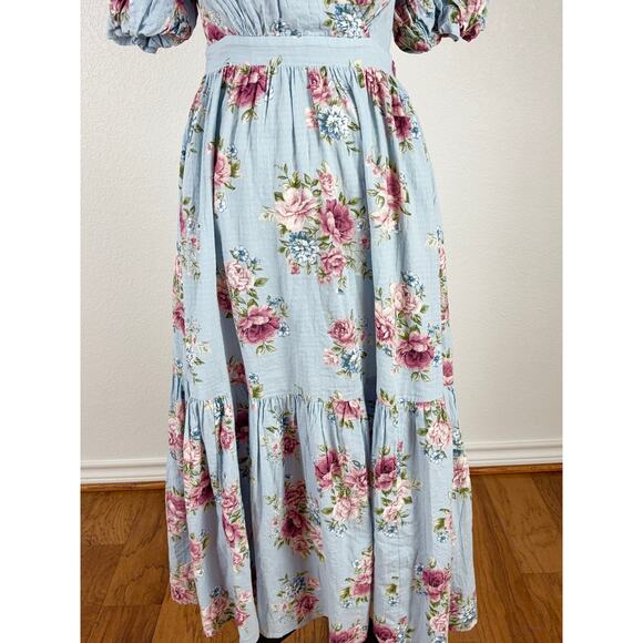 B1 Newbie Floral Maxi Dress Womens XS Cottagecore Romantic Swiftie Feminine Chic - Picture 3 of 7